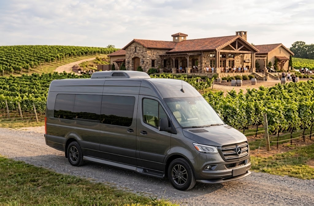 Bien Chauffeured Mercedes Sprinter at a Napa Valley winery