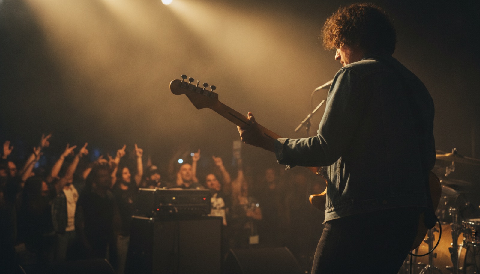 Live electric guitar performance under dynamic stage lights, Sonoma County