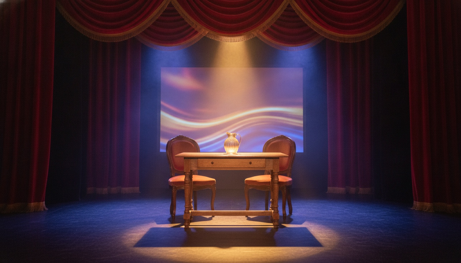 Intimate stage arrangement for a mentalist show in a theater, Napa Valley