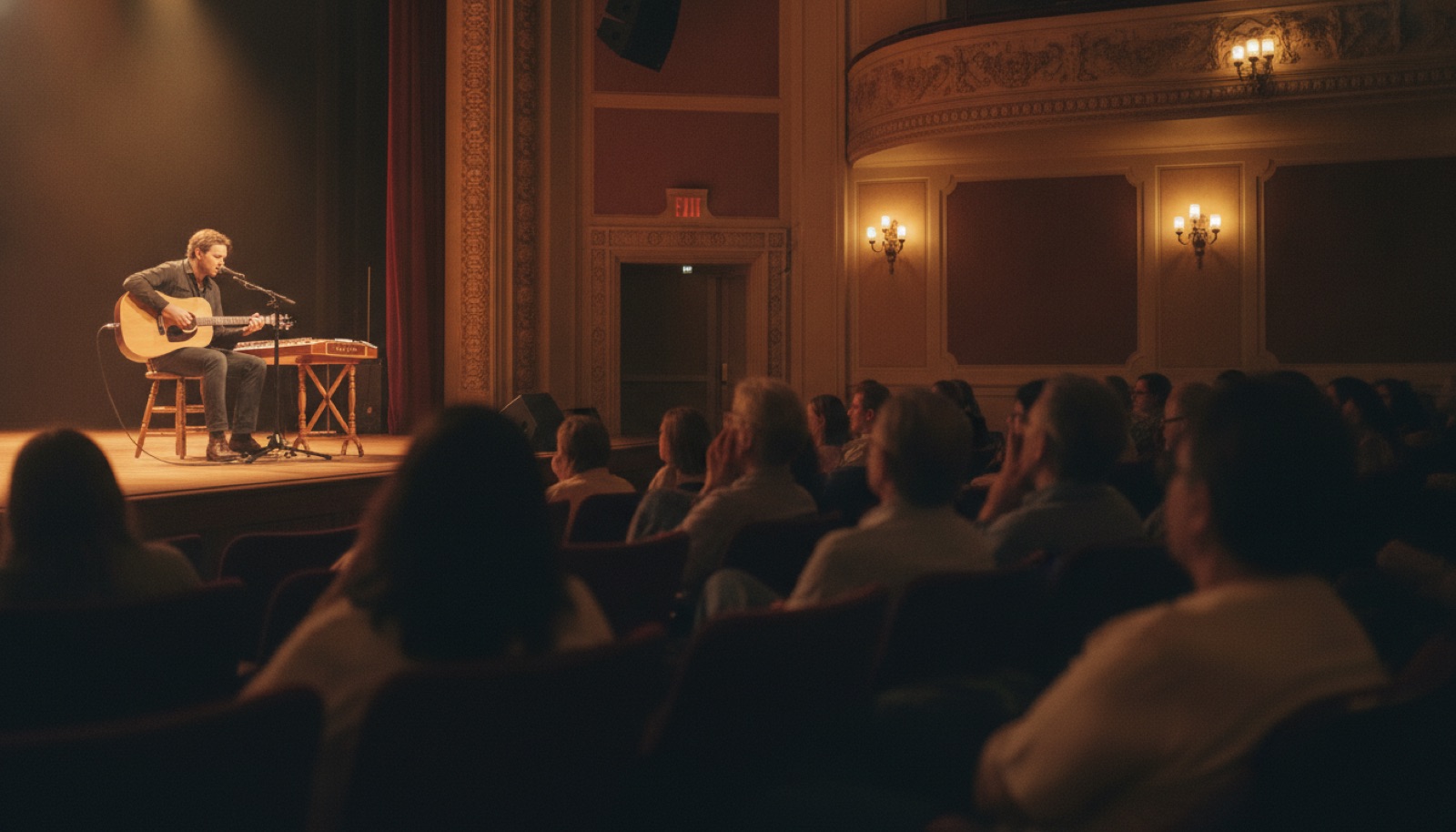 Folk acoustic concert in a historic theater, Sonoma County