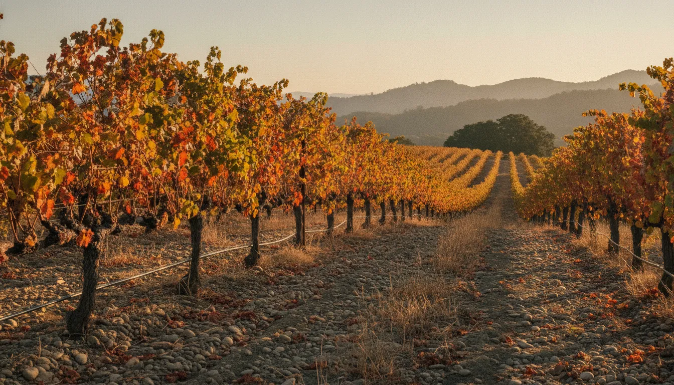 Old Cabernet vines south of St. Helena in autumn color