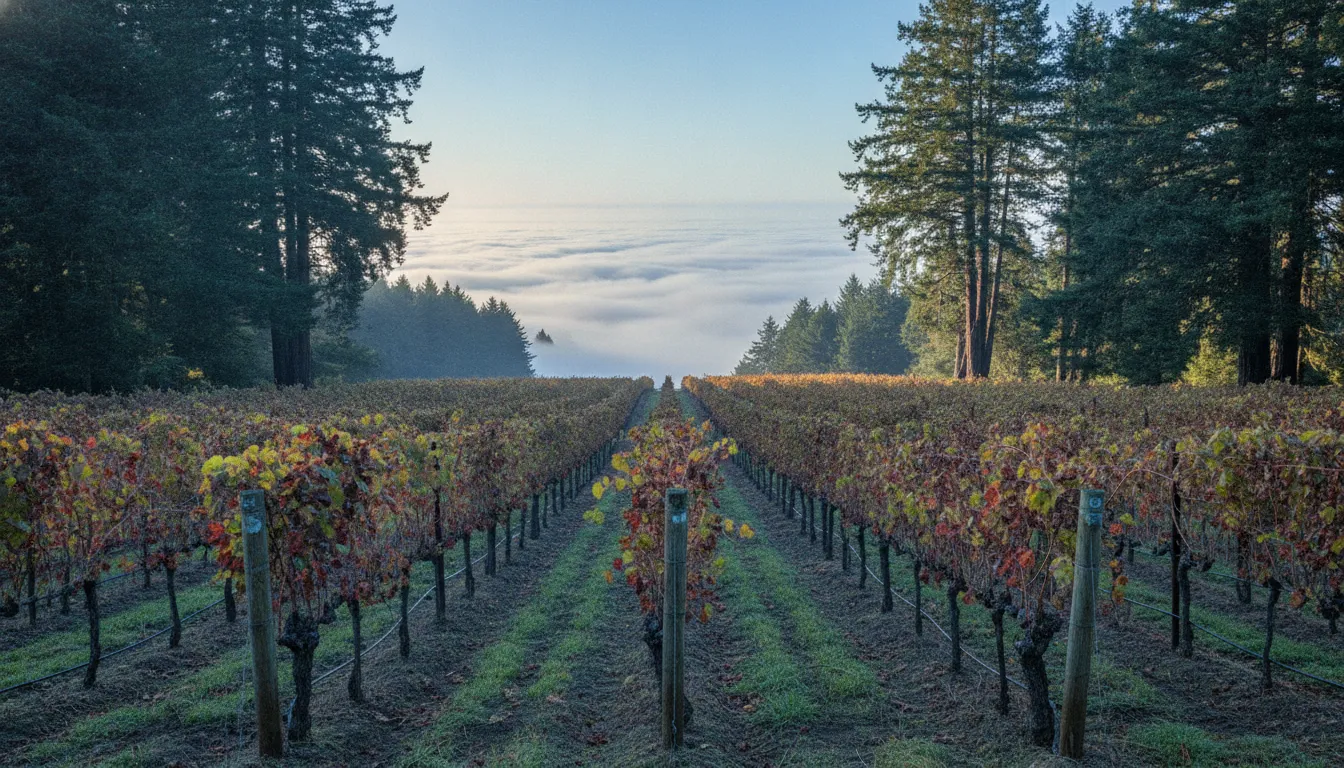 Ridge-top Sonoma Coast vineyard above the Pacific fog