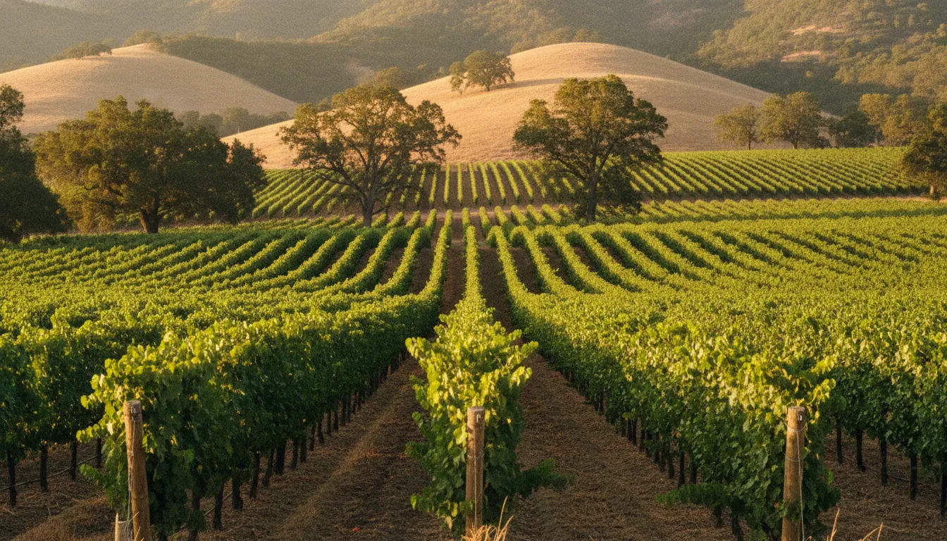 Alexander Valley vineyard in late afternoon light