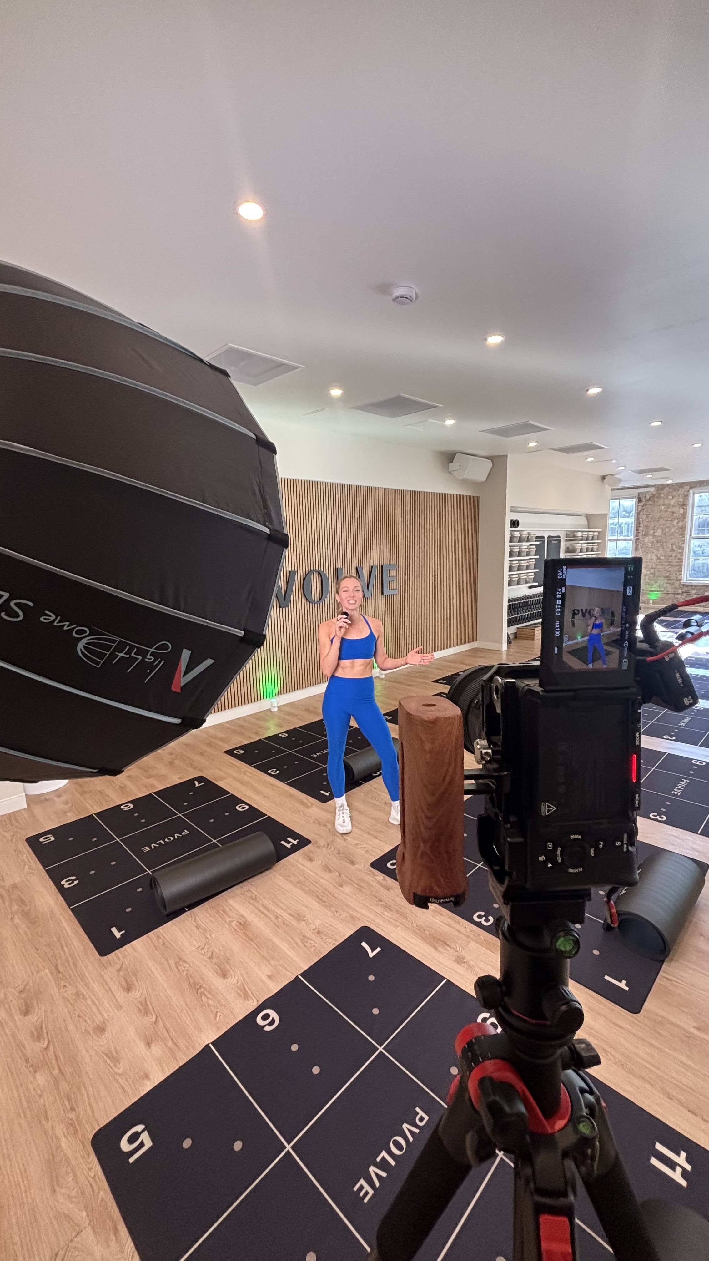 Filming a fitness content shoot on location