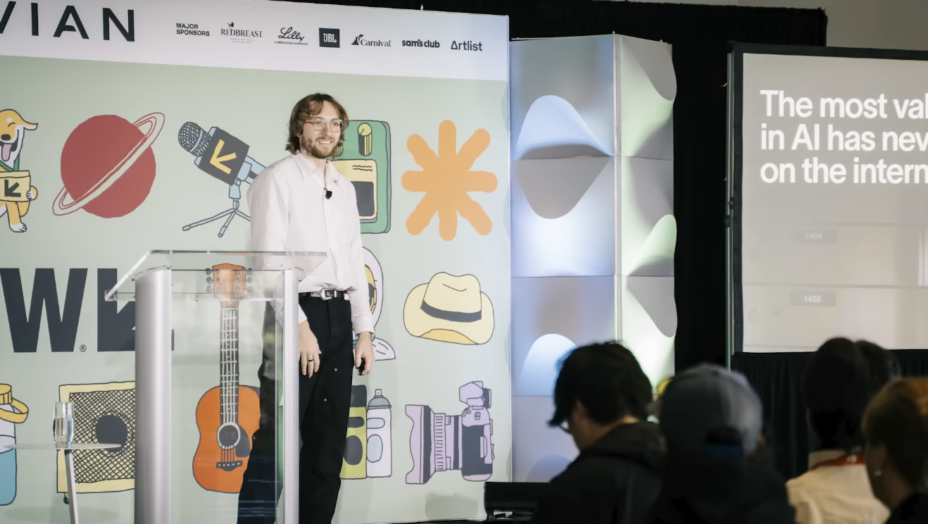 Speaker on stage during webAI's SXSW week in Austin