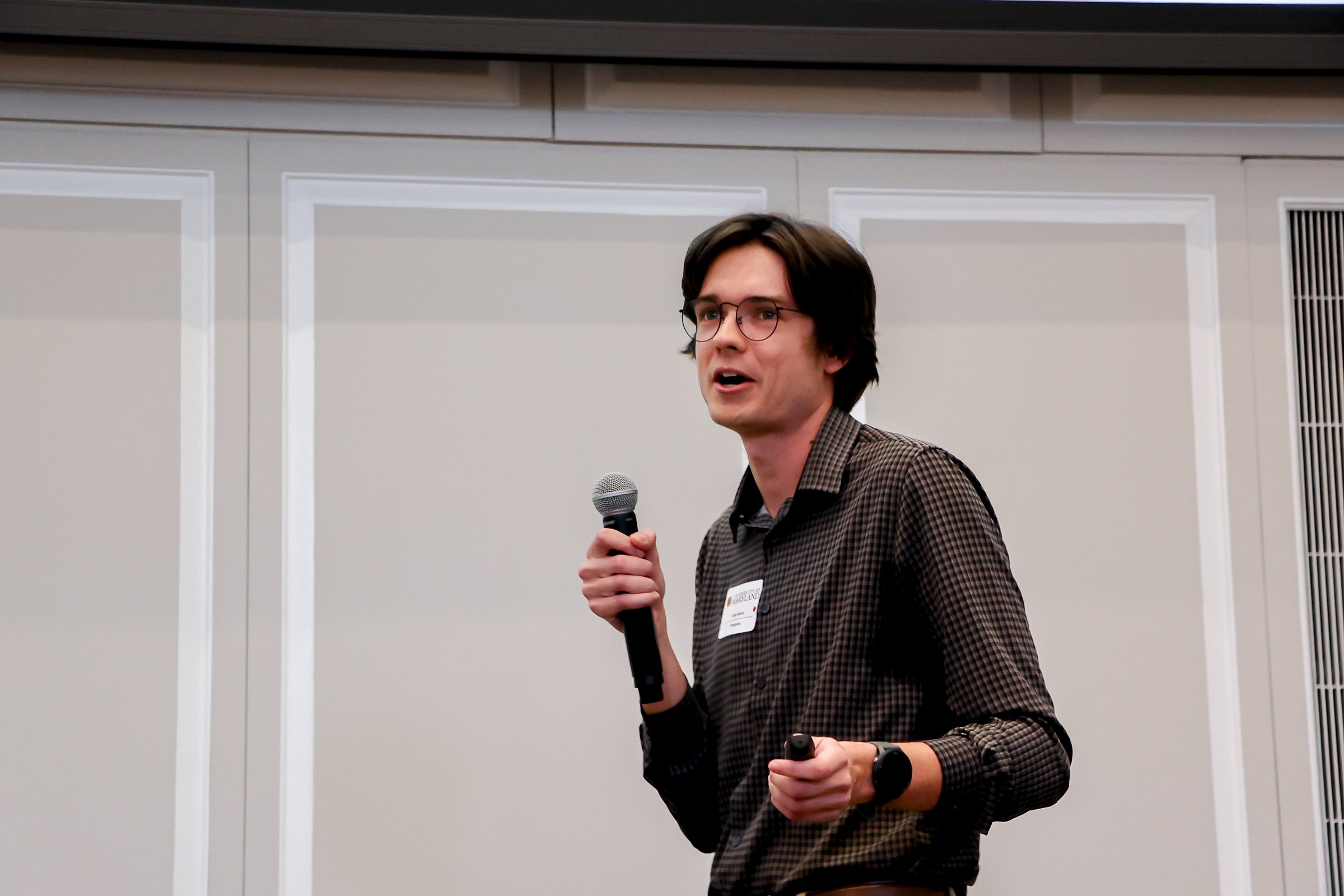 A founder presenting during the quick pitch session