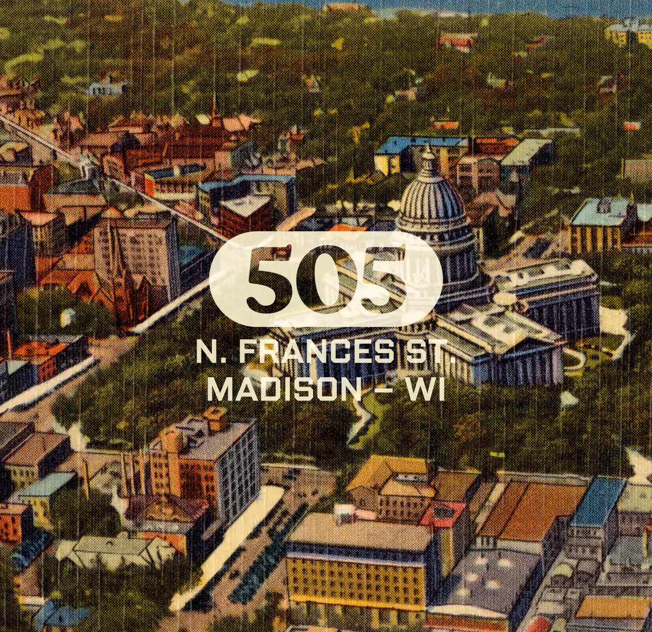 Illustrated map of Madison around 505 N Frances St