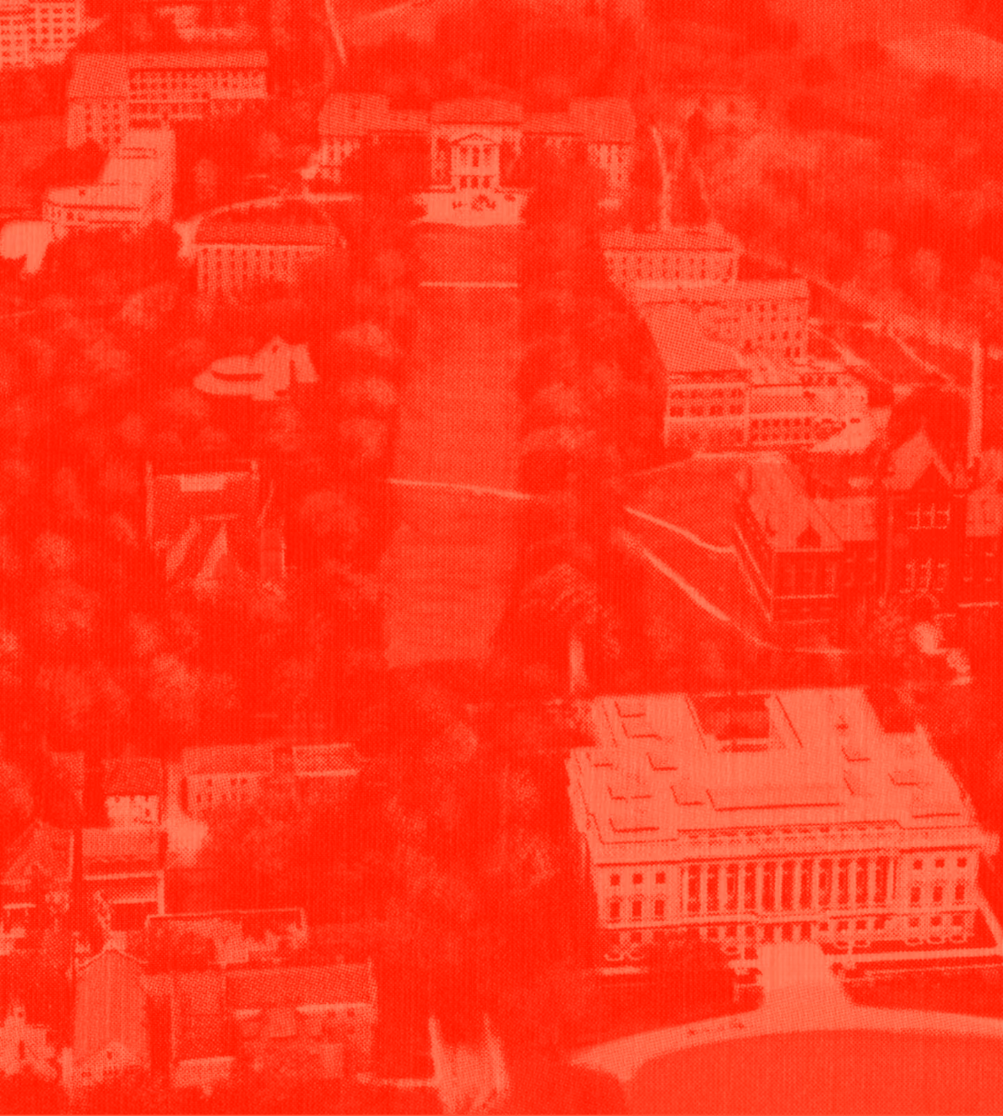 Red halftone aerial view of the UW-Madison campus