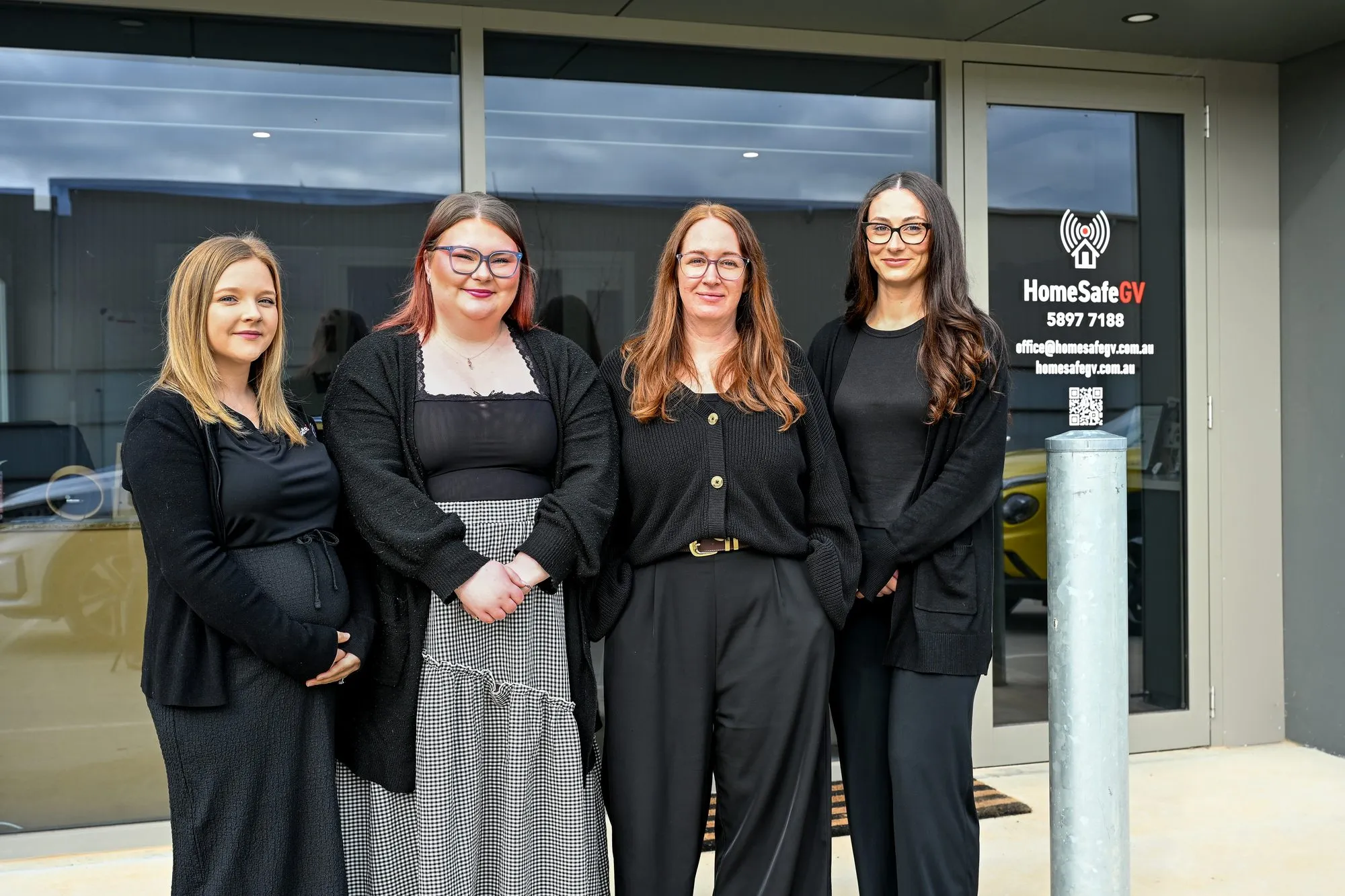 The HomeSafeGV team outside the Kialla office, 4B/7910 Goulburn Valley Hwy