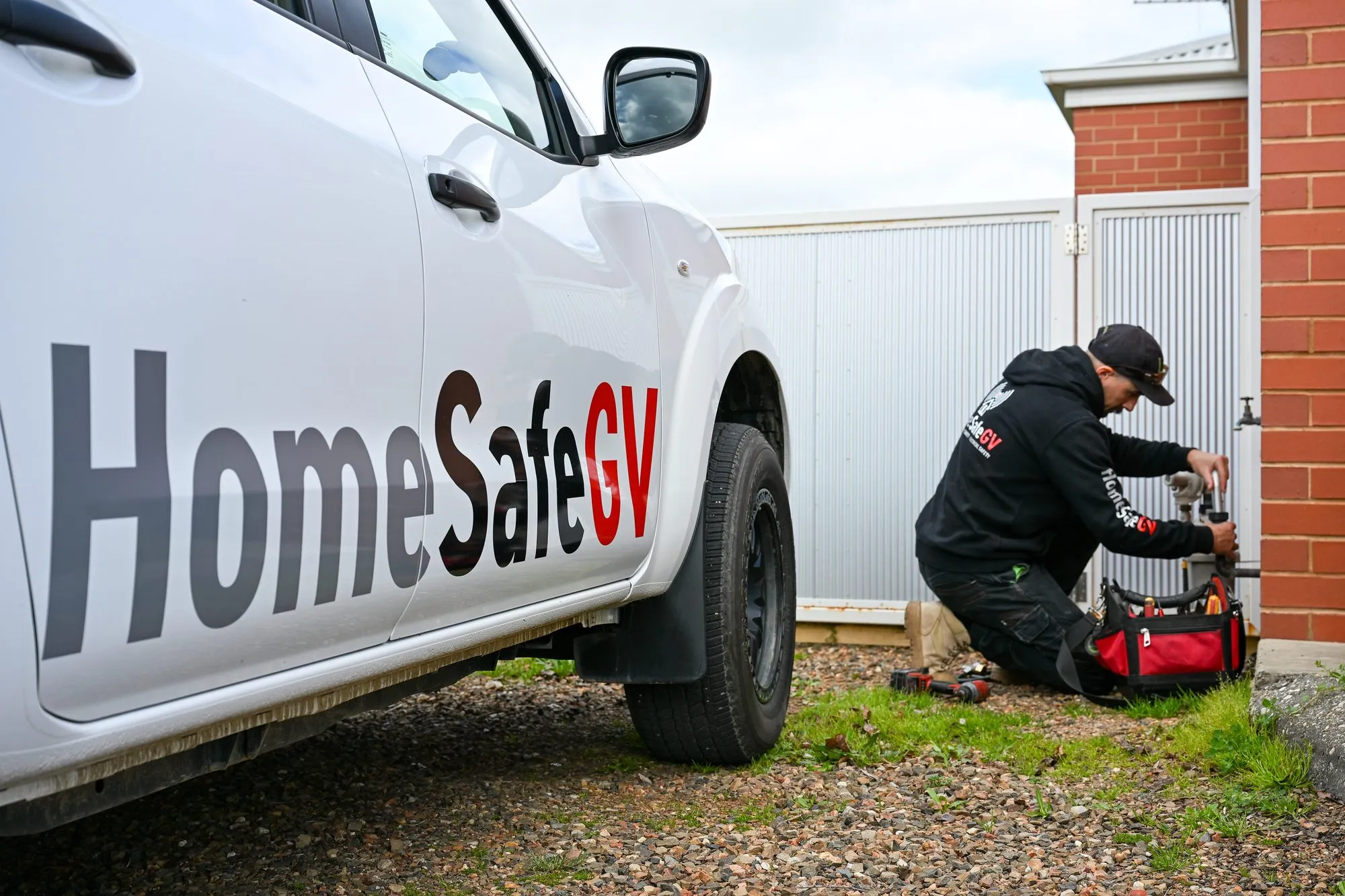 A HomeSafeGV technician working at a Goulburn Valley home