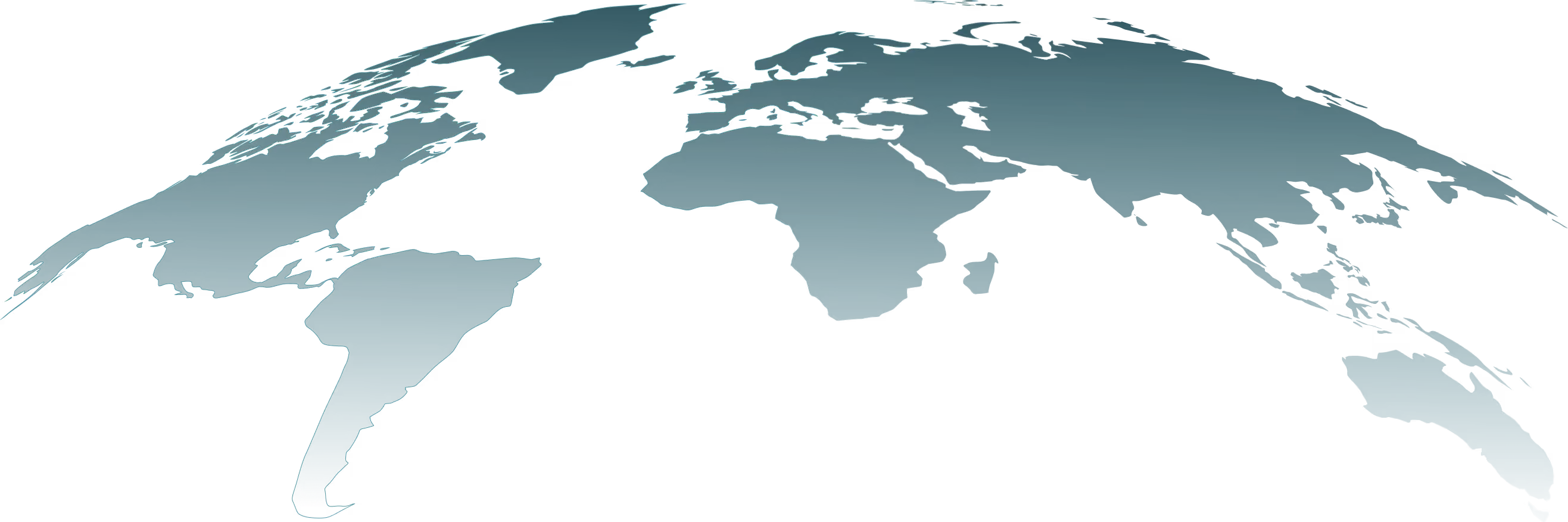Stylized world map in dark teal color on a transparent background.