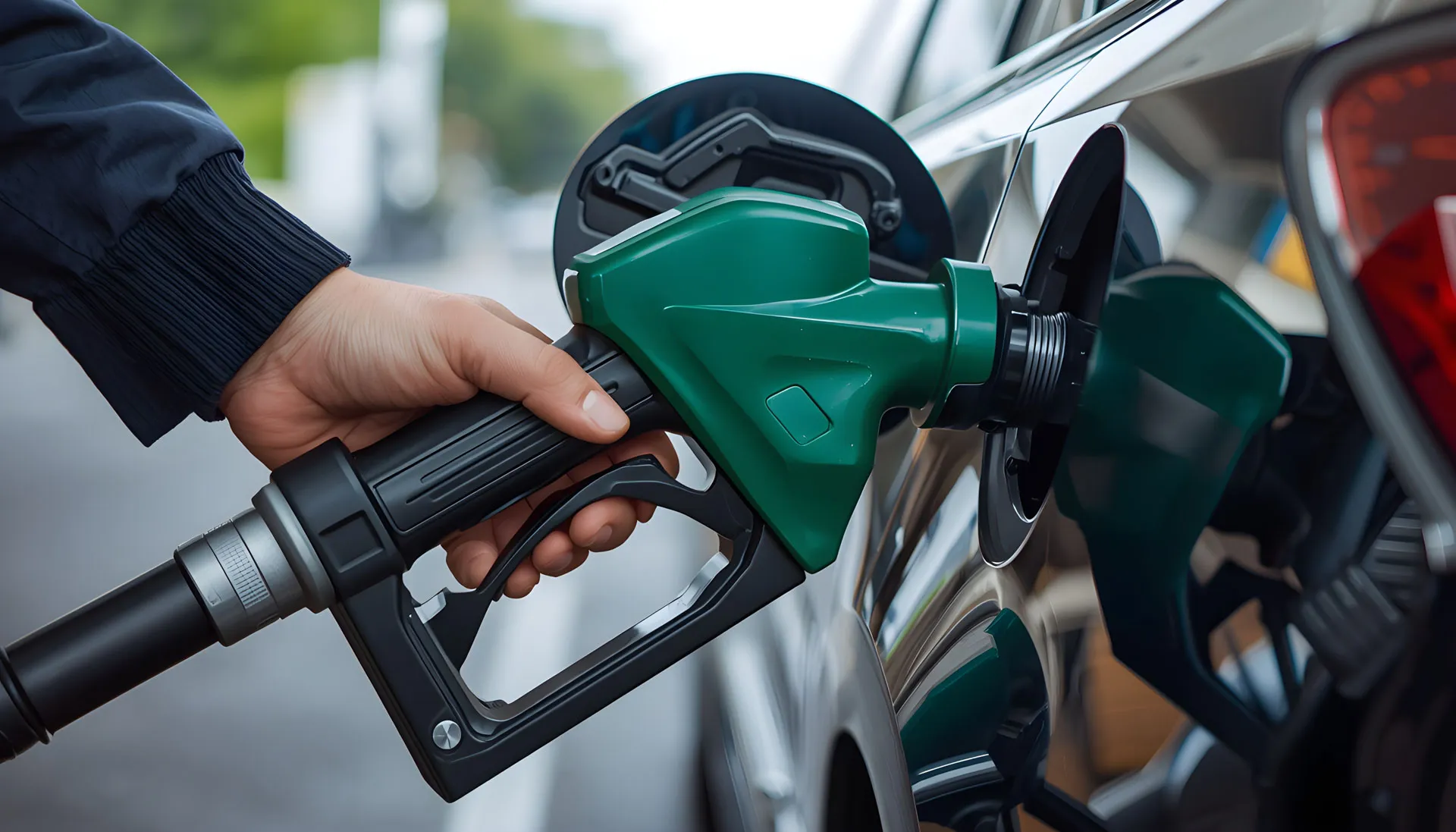 Refuelling a car with unleaded petrol