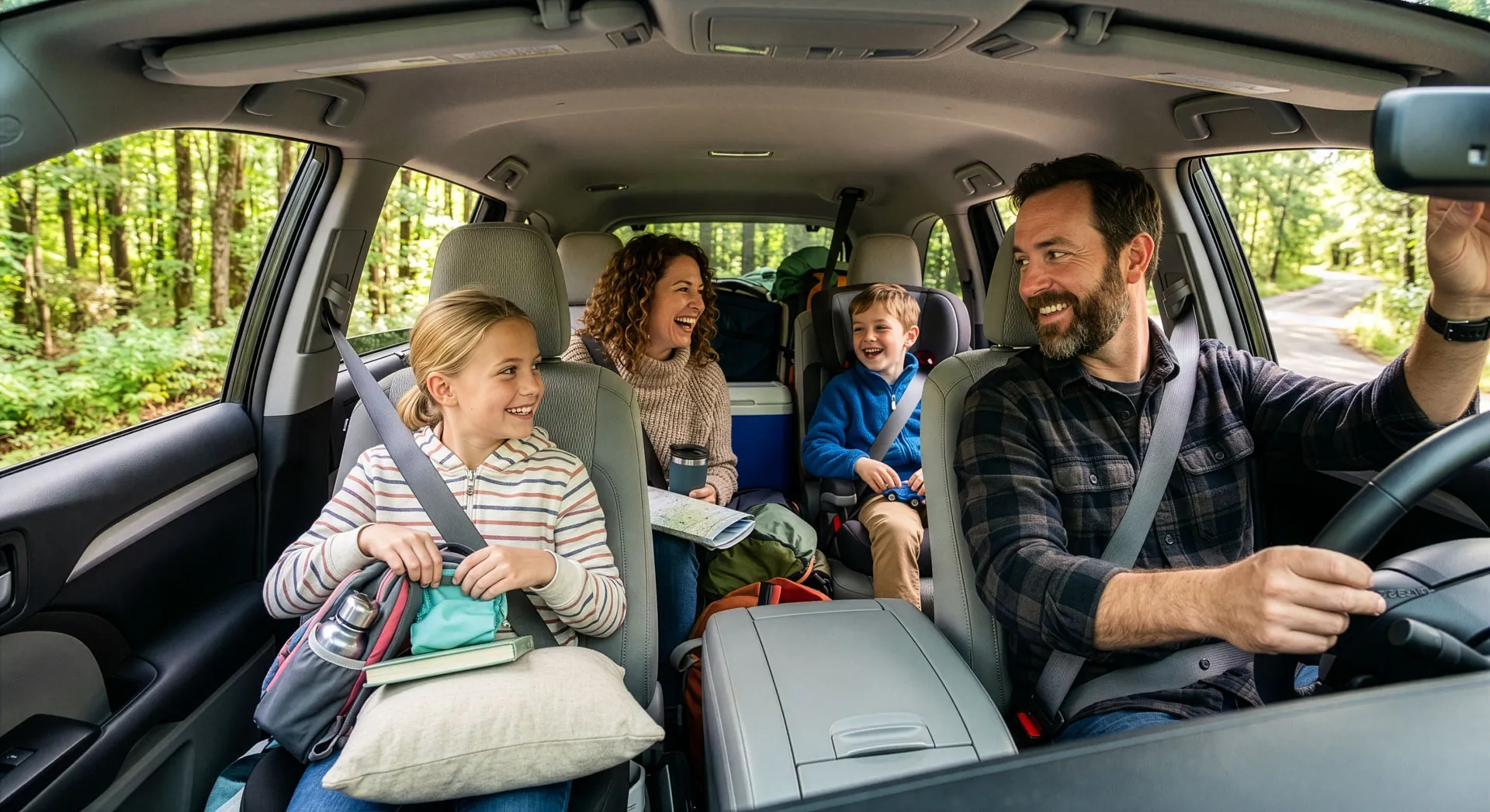 Family on a long drive