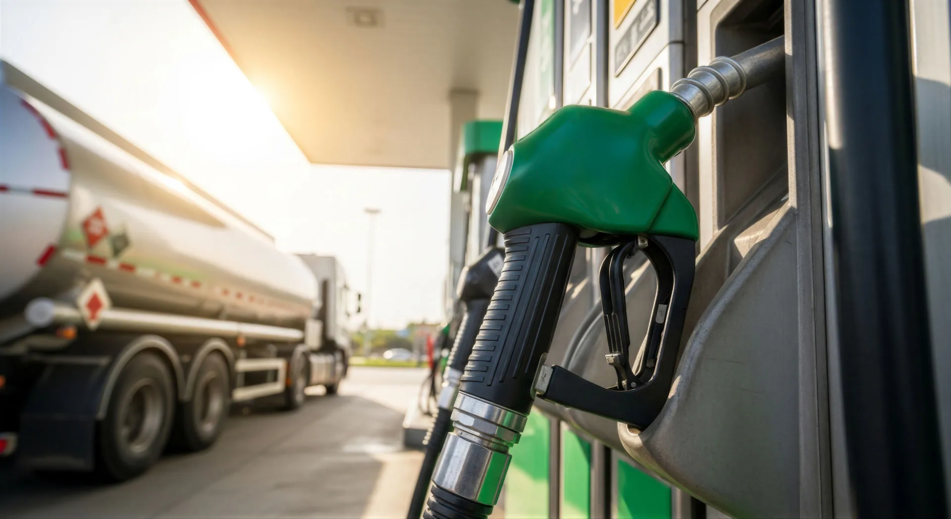 Tanker on a service station forecourt