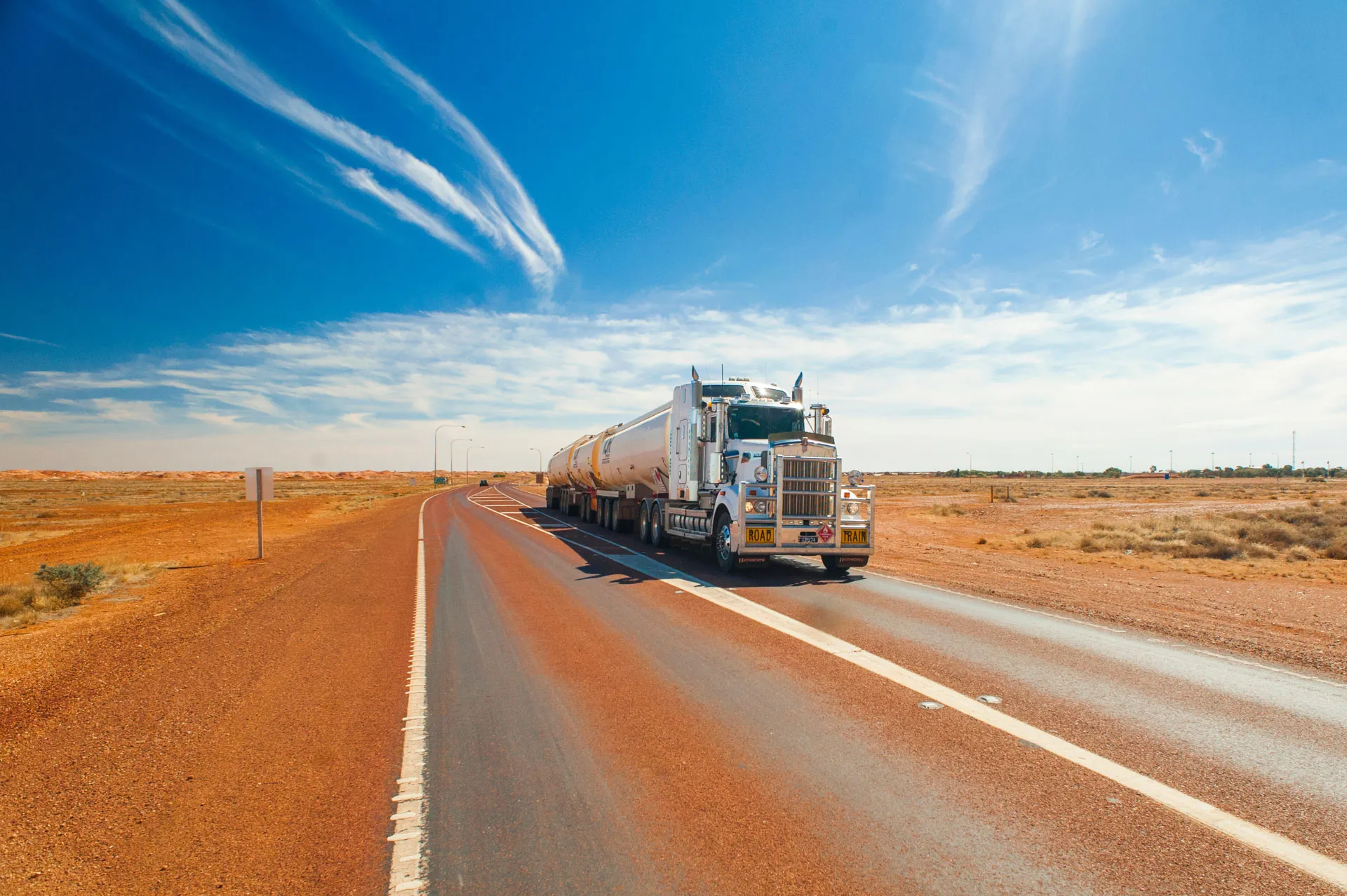 Road train on an outback highway