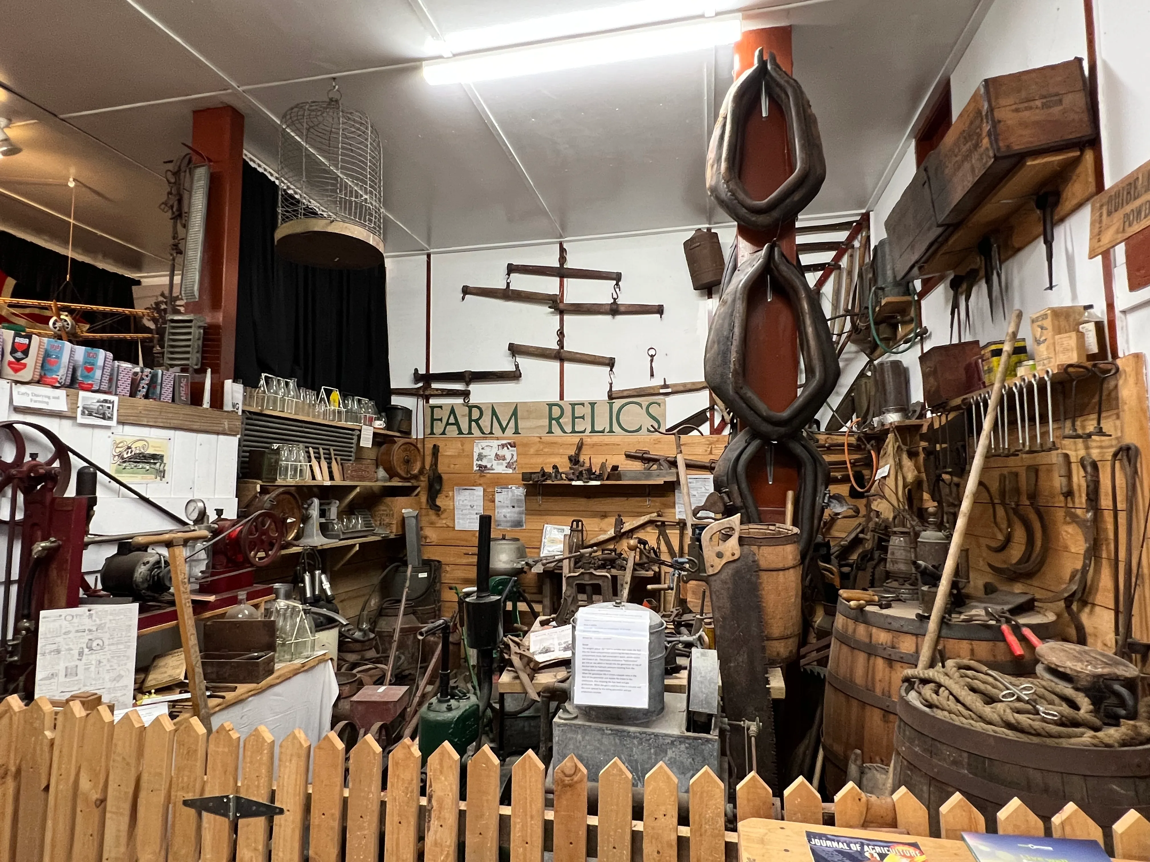 Farm relics on display in the old stables at Bulls Museum