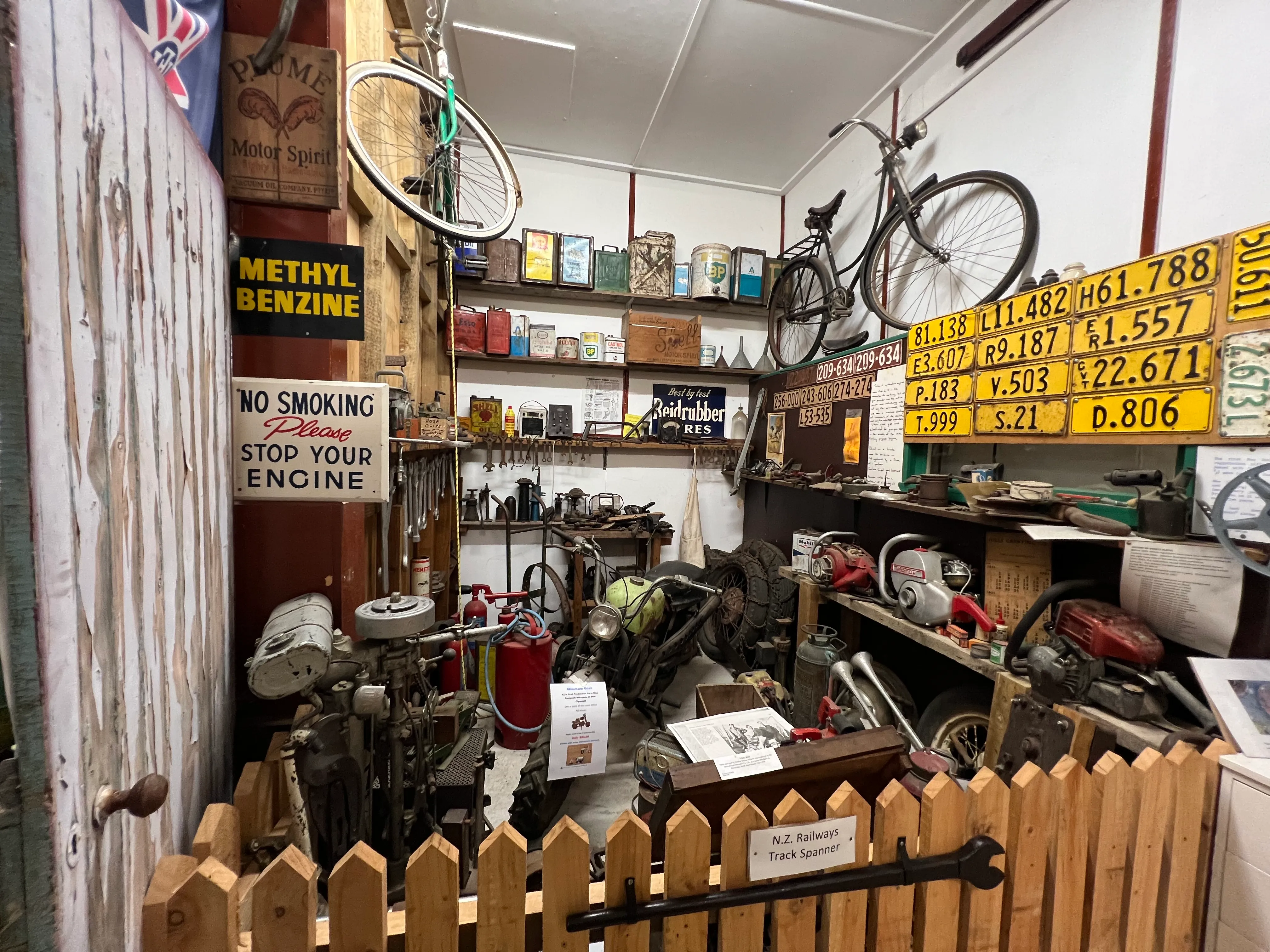 The garage and farm shed display