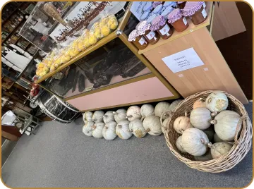 Seasonal produce on the museum shop table