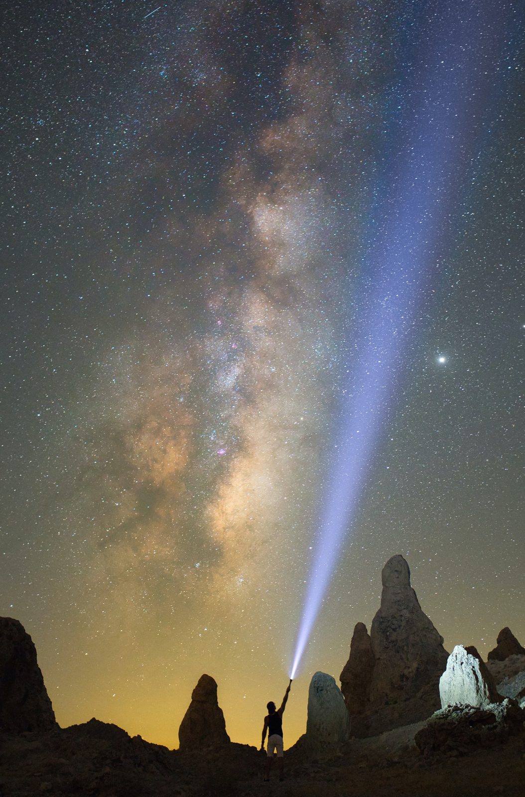 Milky Way over desert rock spires
