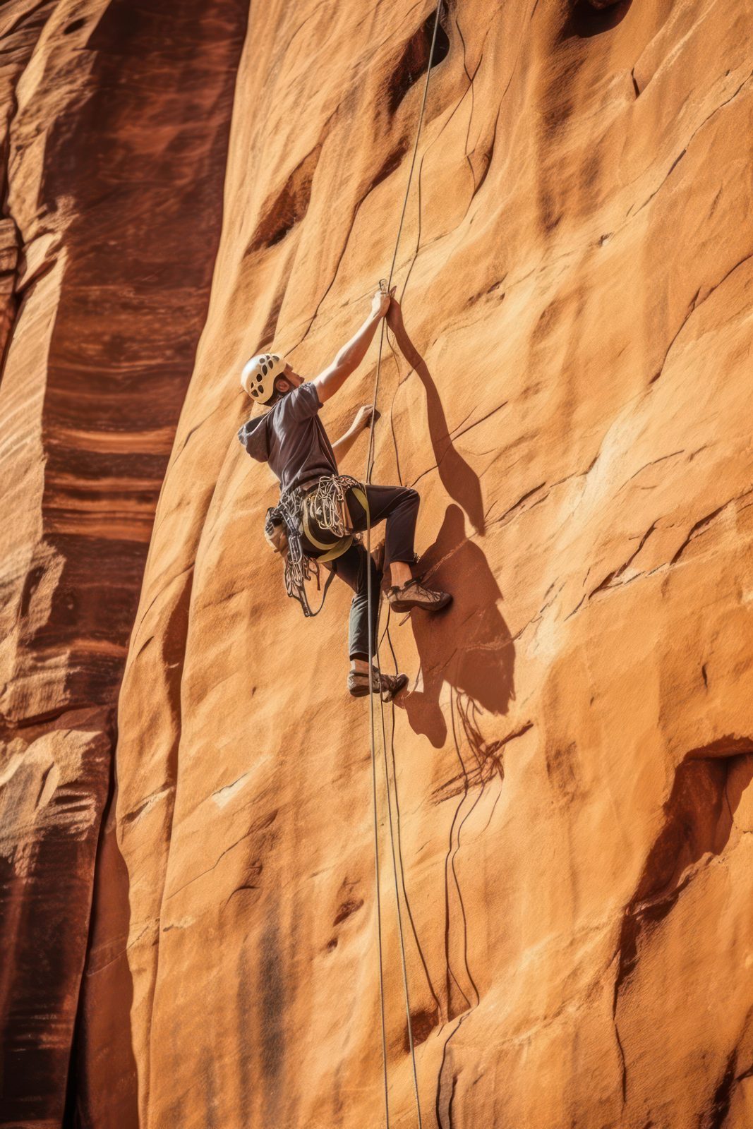 Climber on a sandstone wall