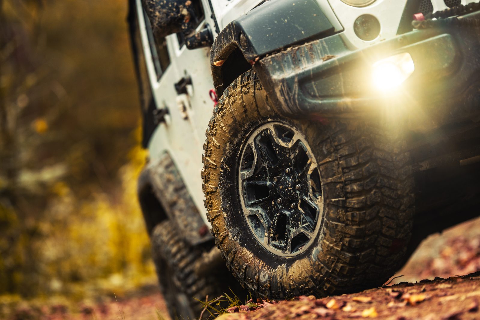 Muddy off-road tire