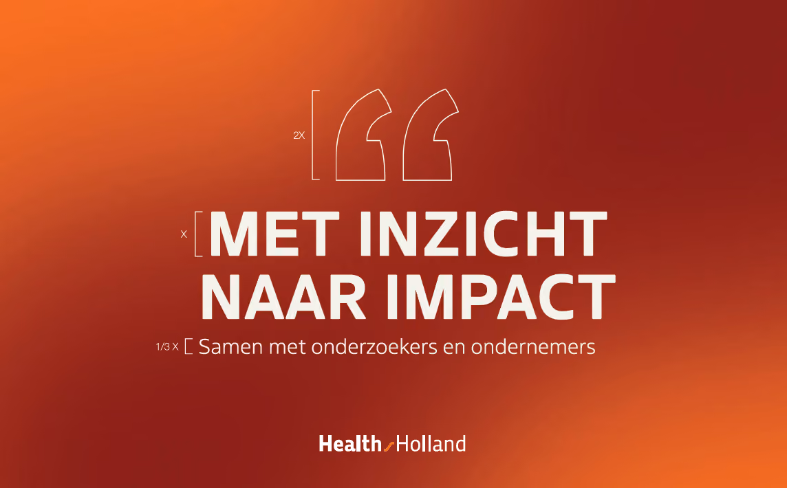 Het Health~Holland logo op een oranje vlak