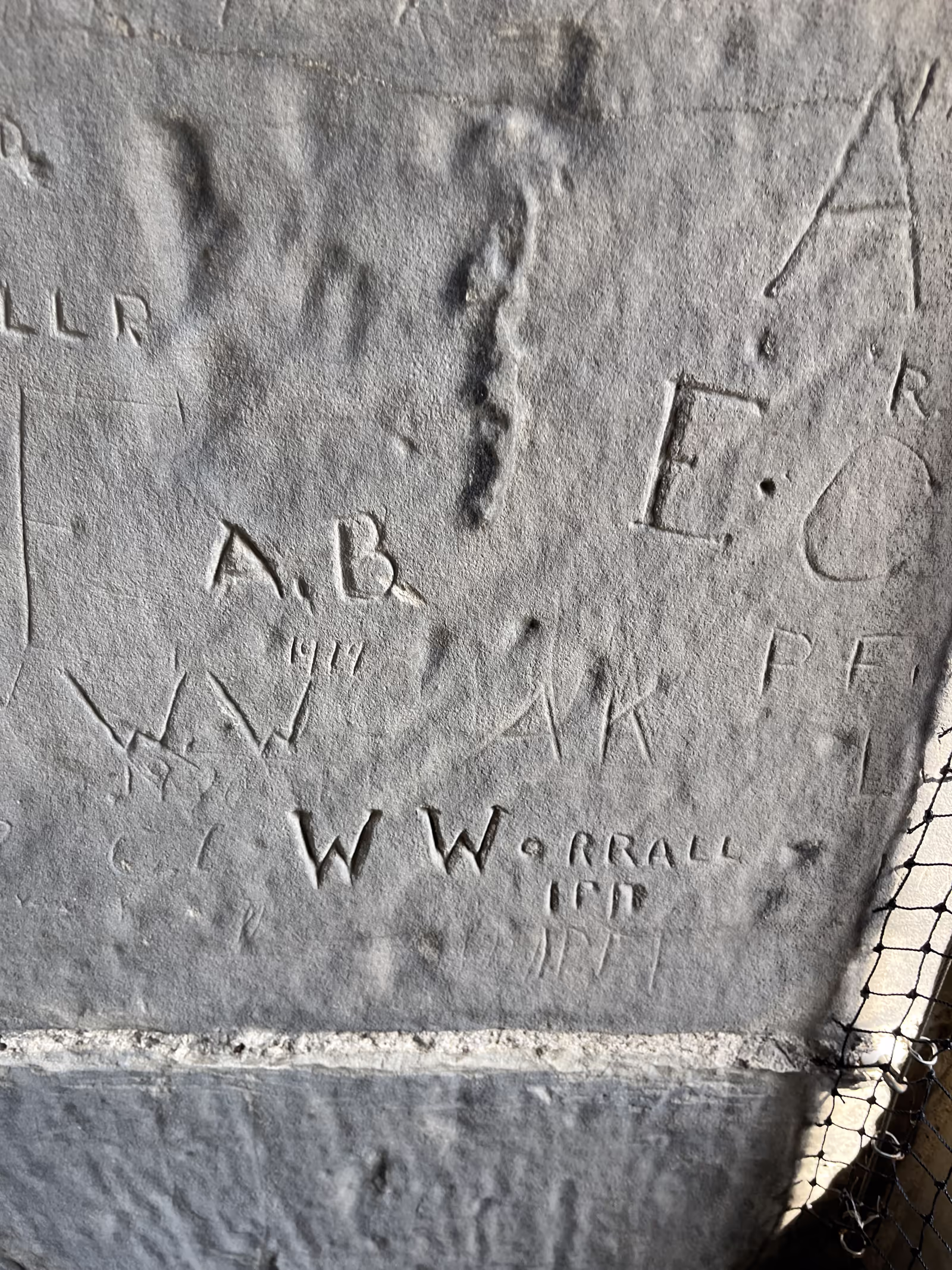 Historic graffiti in the belfry at St Peter’s Church