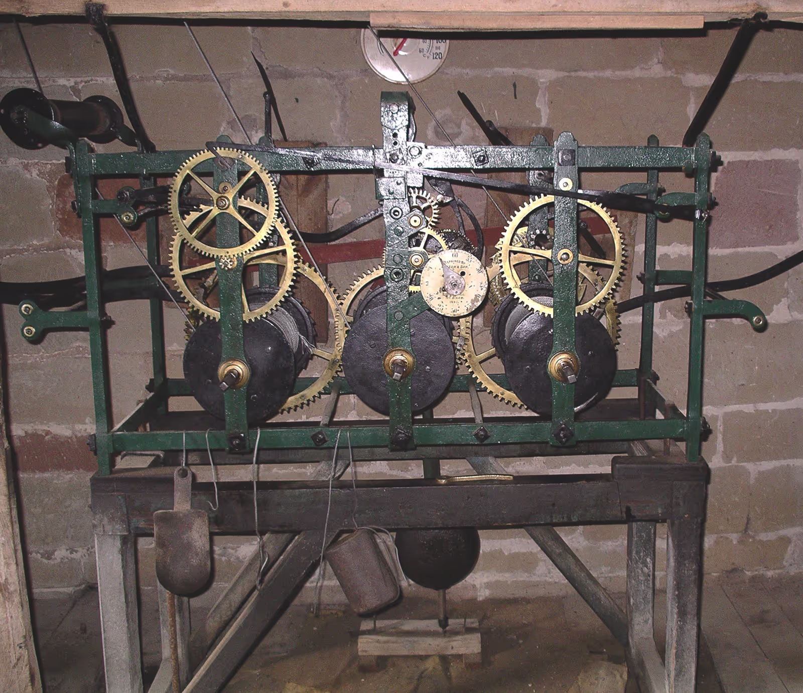 Historic clock mechanism inside St Peter’s Church tower