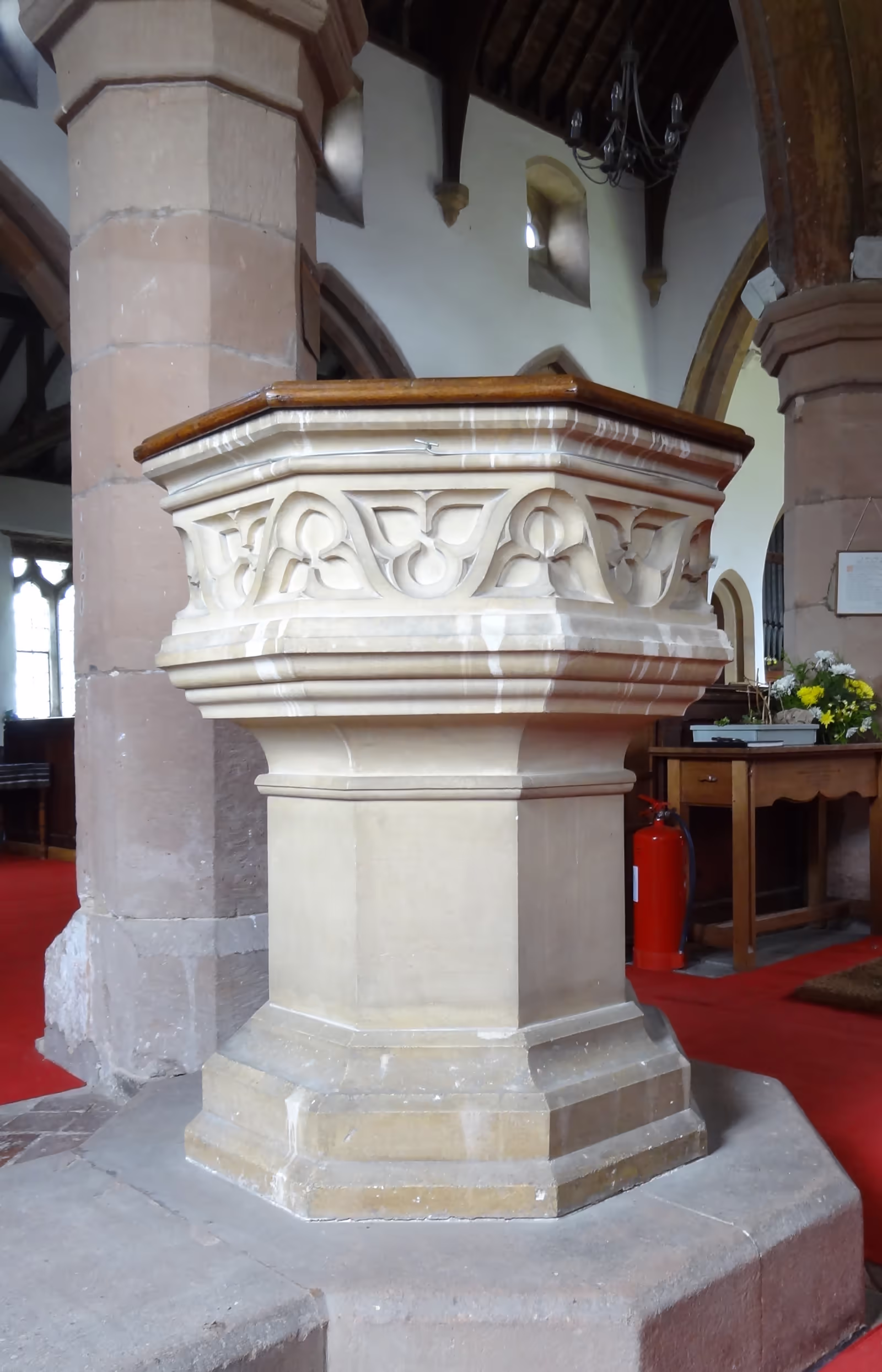 Historic font inside St Peter’s Church, Grandborough