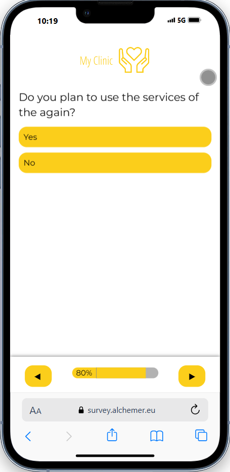 A sample of a survey question with a binary answer.