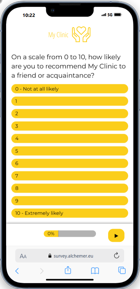A sample of a feedback survey question with 10 options to choose from.