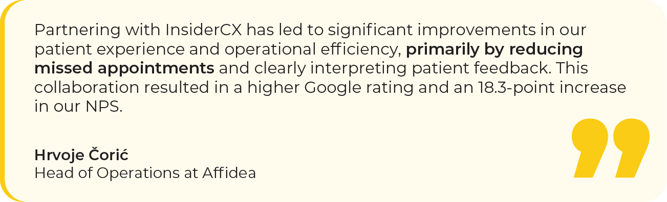 InsiderCX testimonial Affidea.