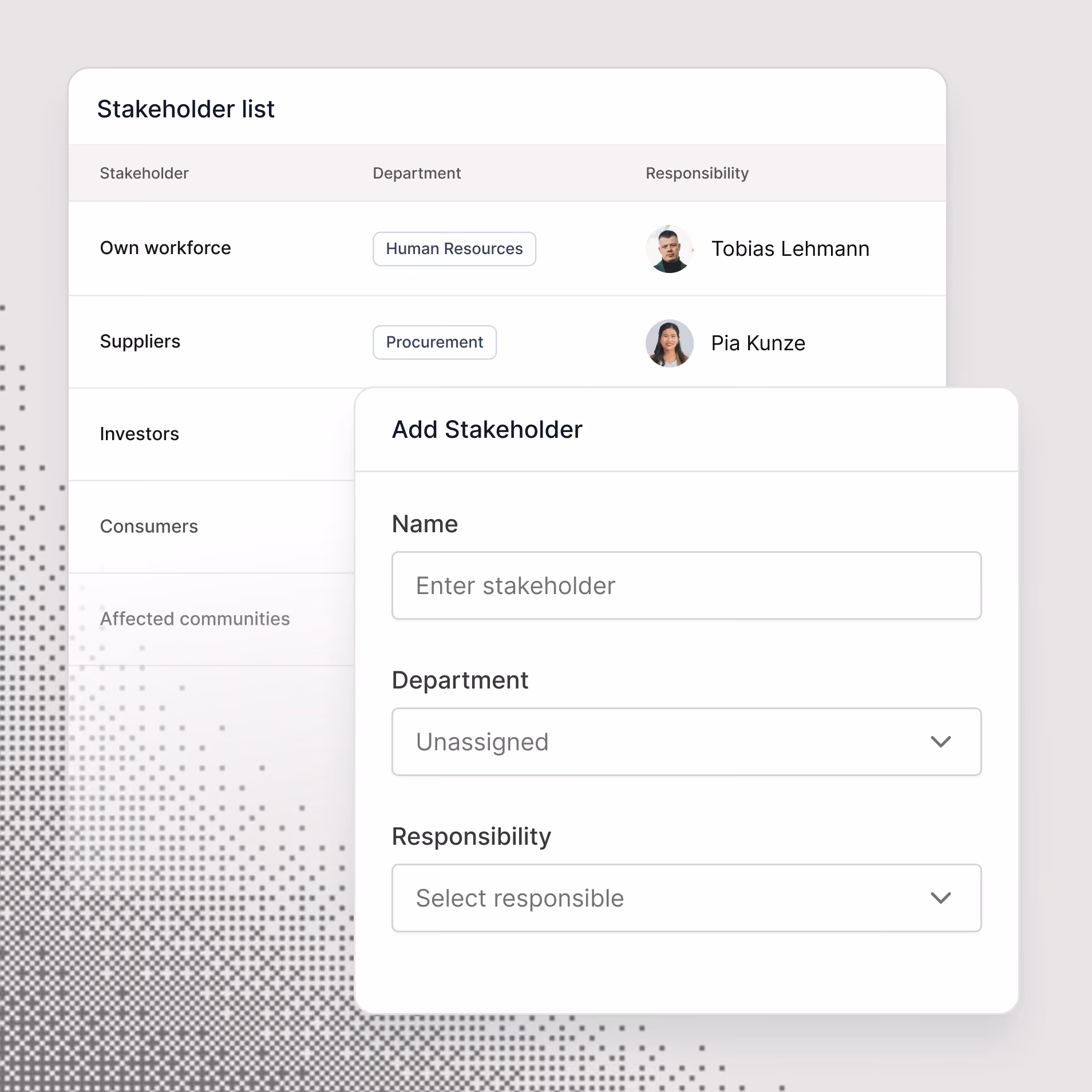 Tanso-Dashboard mit Inventarübersicht, Aufgabenstatus und Balkendiagramm nach Organisationseinheiten
