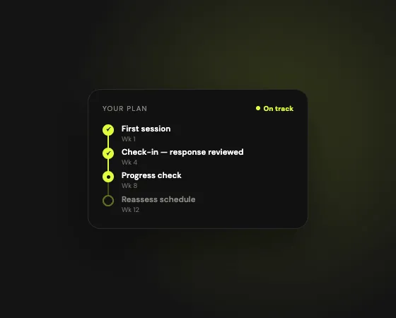 NAD+ therapy plan tracker showing sessions and check-ins on schedule
