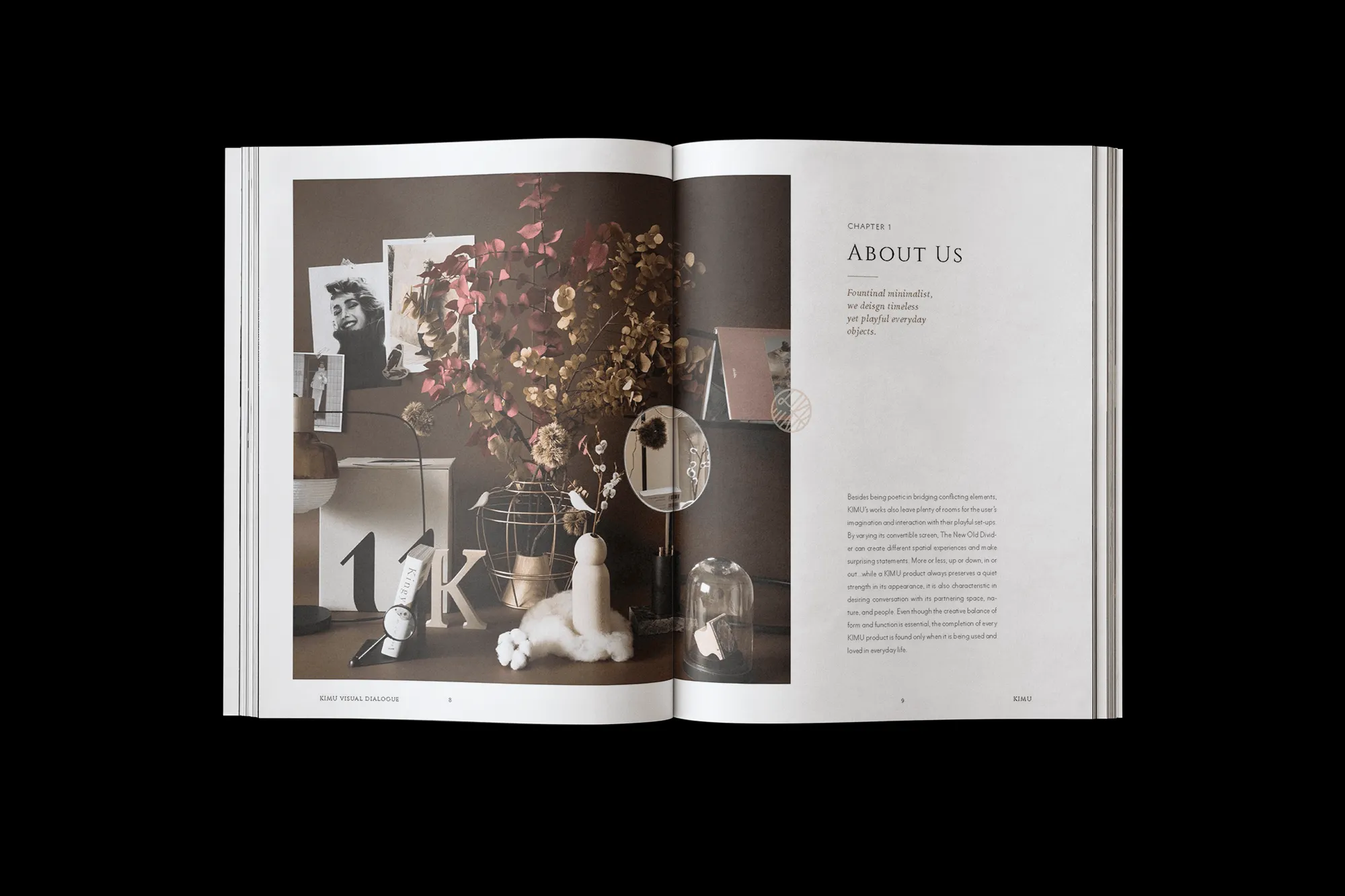 Magazine feature showing KIMU design work