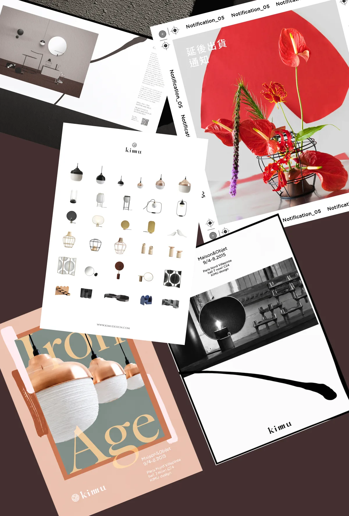 Printed material featuring KIMU products