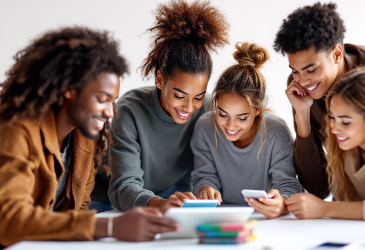 image of students collaborating on a project (for a edtech)