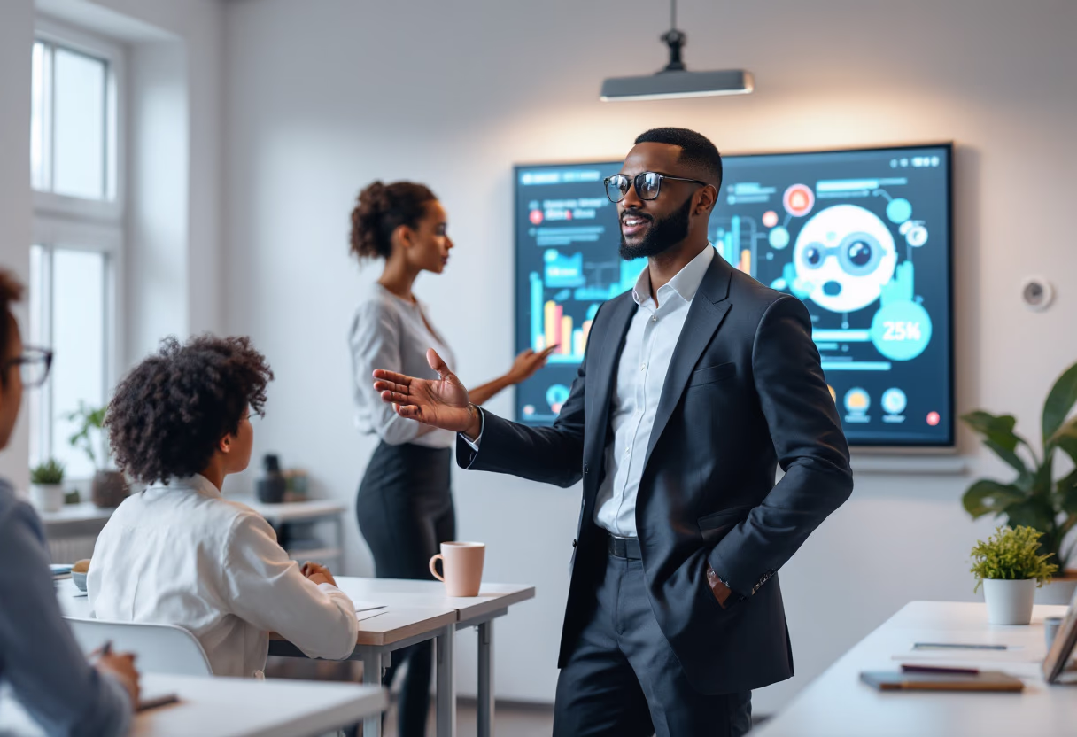 image of teacher using a smartboard (for a edtech)