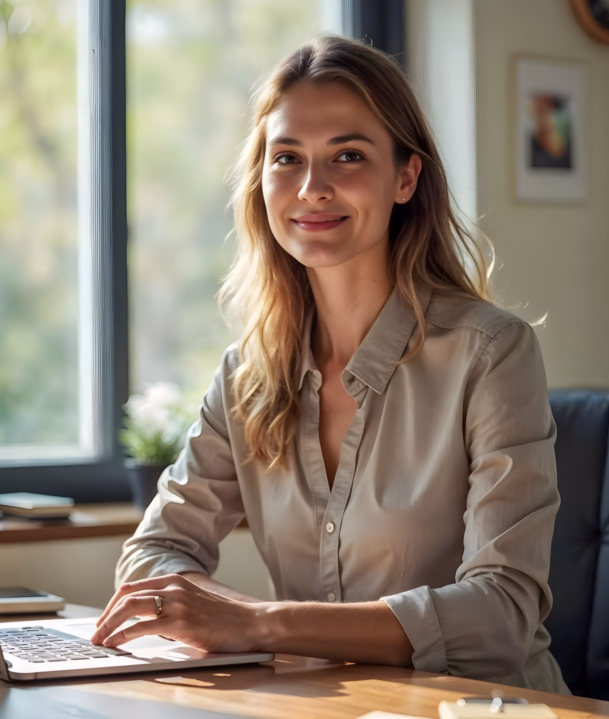 Financial consultant working at her desk