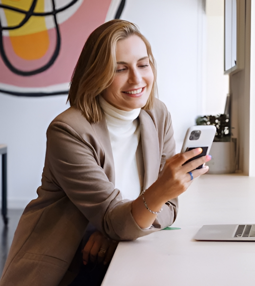 Adviser reviewing figures on a phone