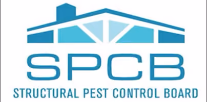 Logo of Structural Pest Control Board with a stylized blue roof above the SPCB initials.