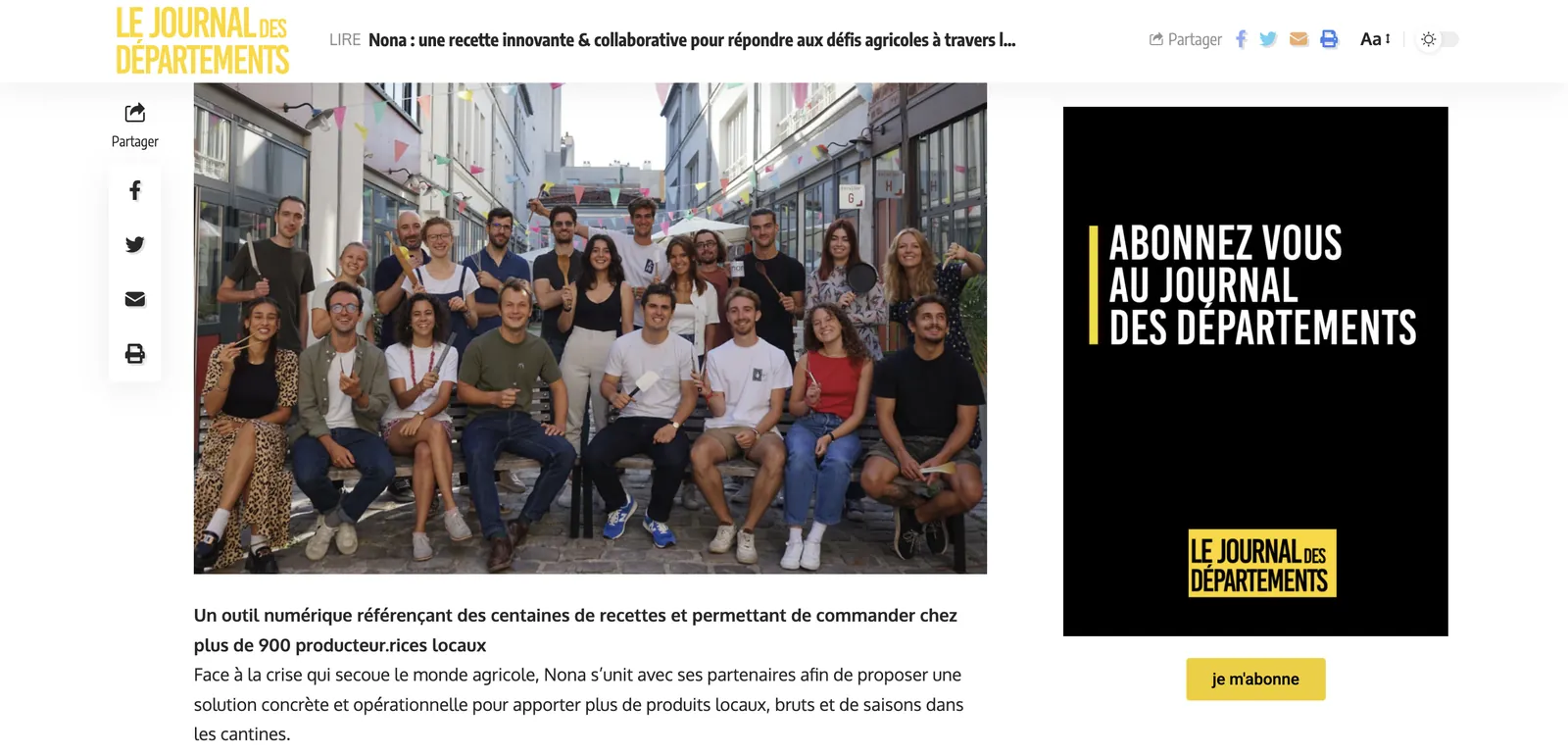 JDD : Nona : une recette innovante & collaborative pour répondre aux défis agricoles à travers la restauration collective