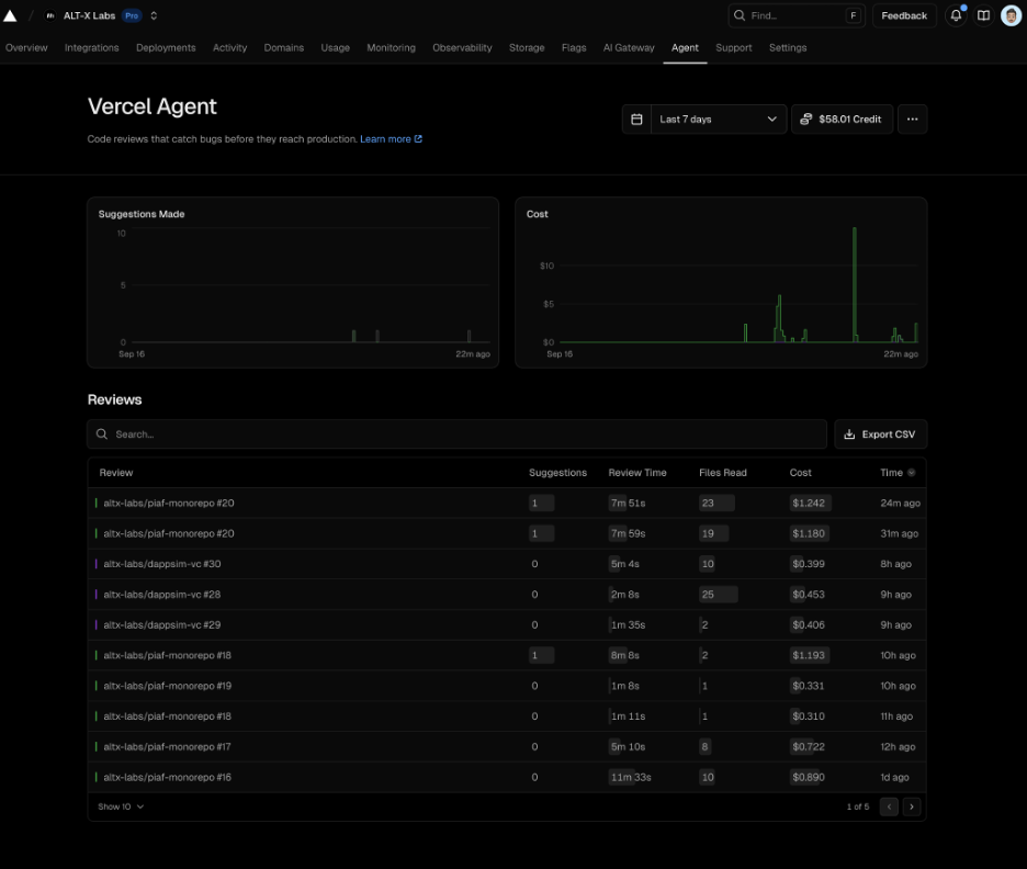 vercel dashboard