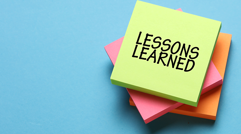 Post-it note stacks with Lessons Learned printed on them representing the Peloton security breach