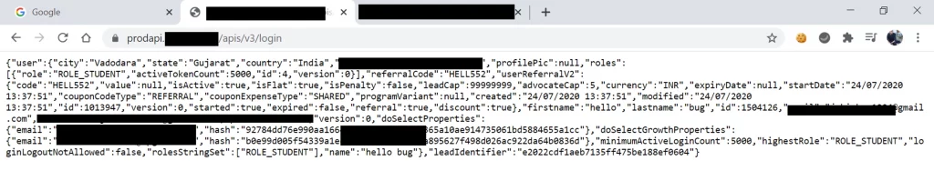 API Security - Response to a POST Request