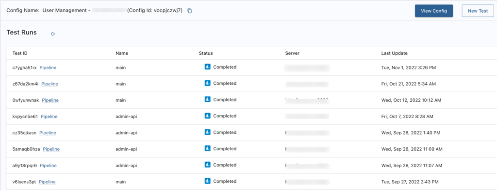 Cequence API Security Testing showing CI/CD integrated test runs