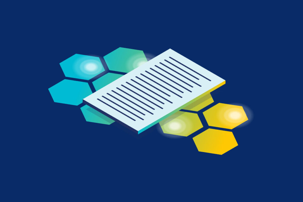 A paper on top of a honeycomb pattern representing the Who, What, and Why of API Specifications