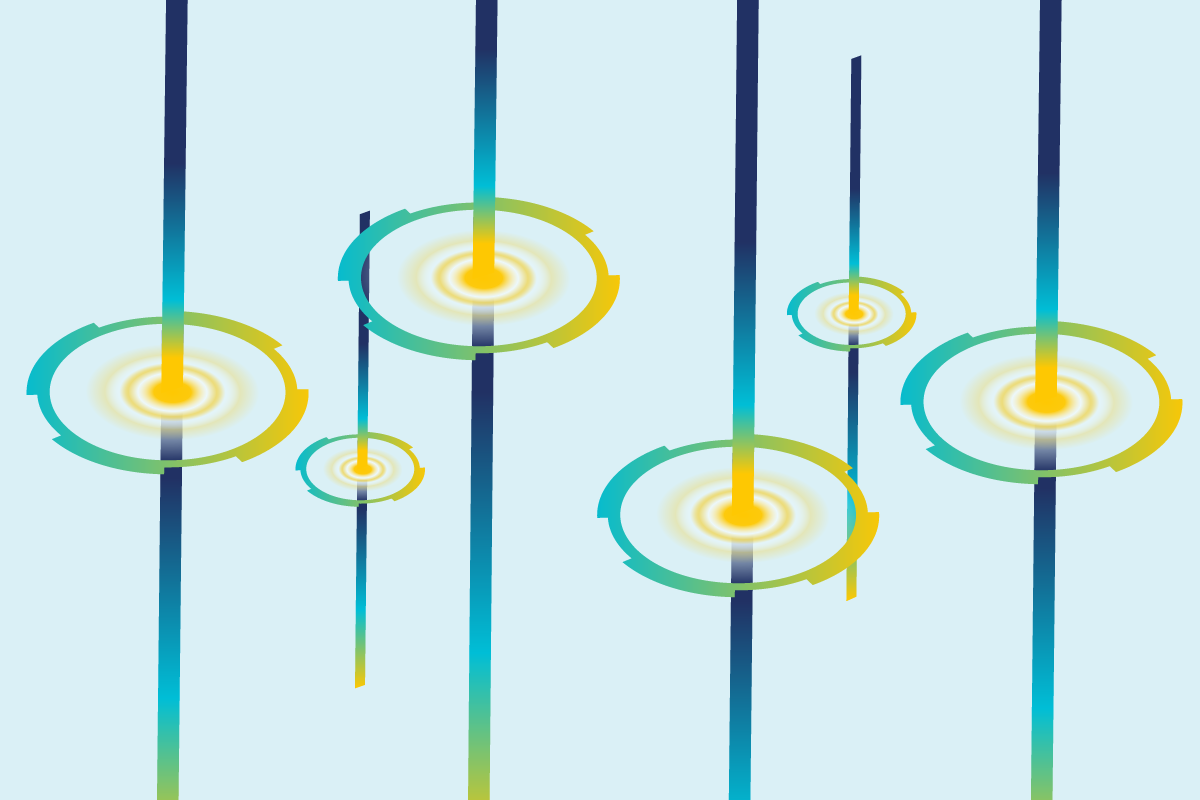 Stylized image depicting lines transecting circles representing API threat detection