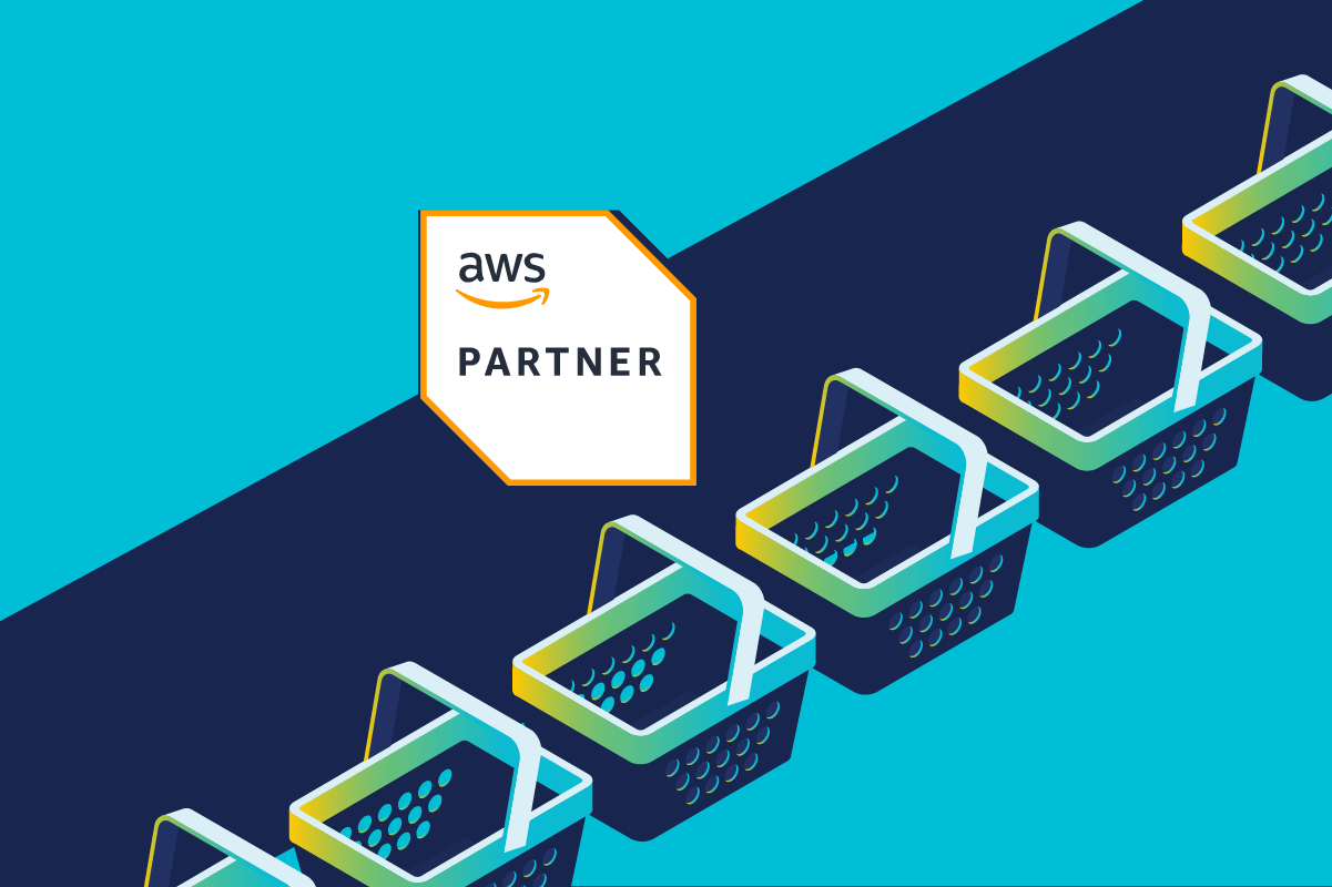 AWS Retail Competency - A stylized row of shopping baskets with the AWS Partner logo representing AWS retail competency status