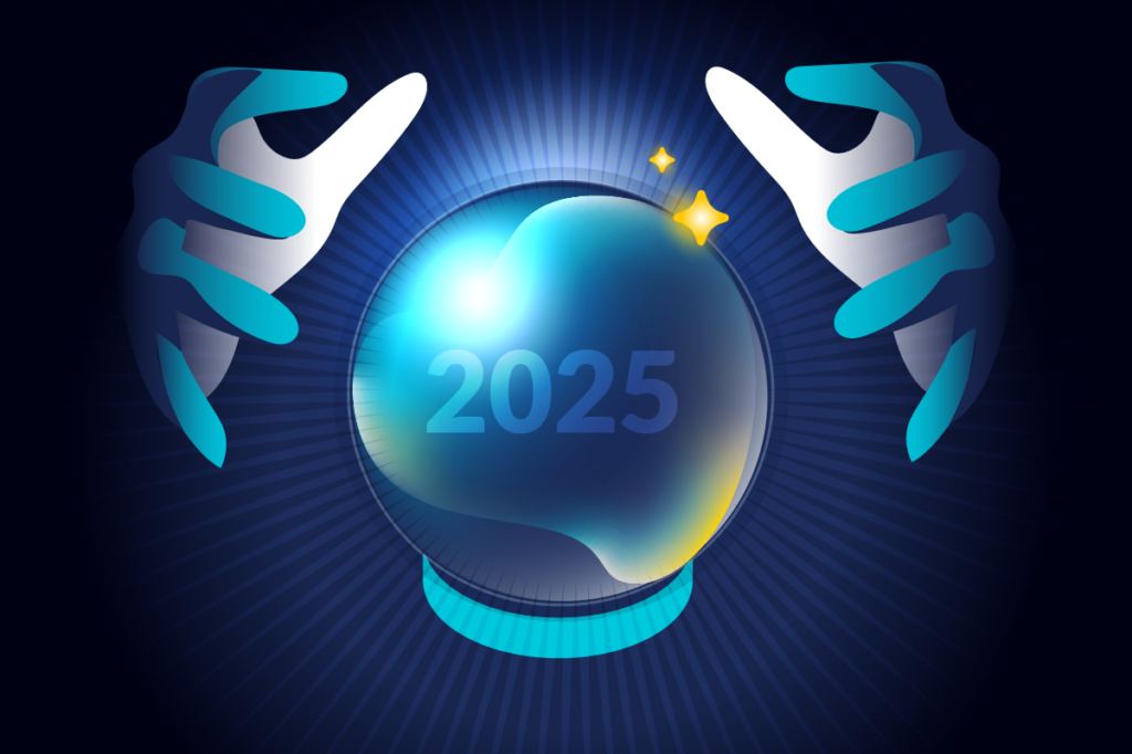 Crystal ball with hands over it representing 2025 API Security Predictions